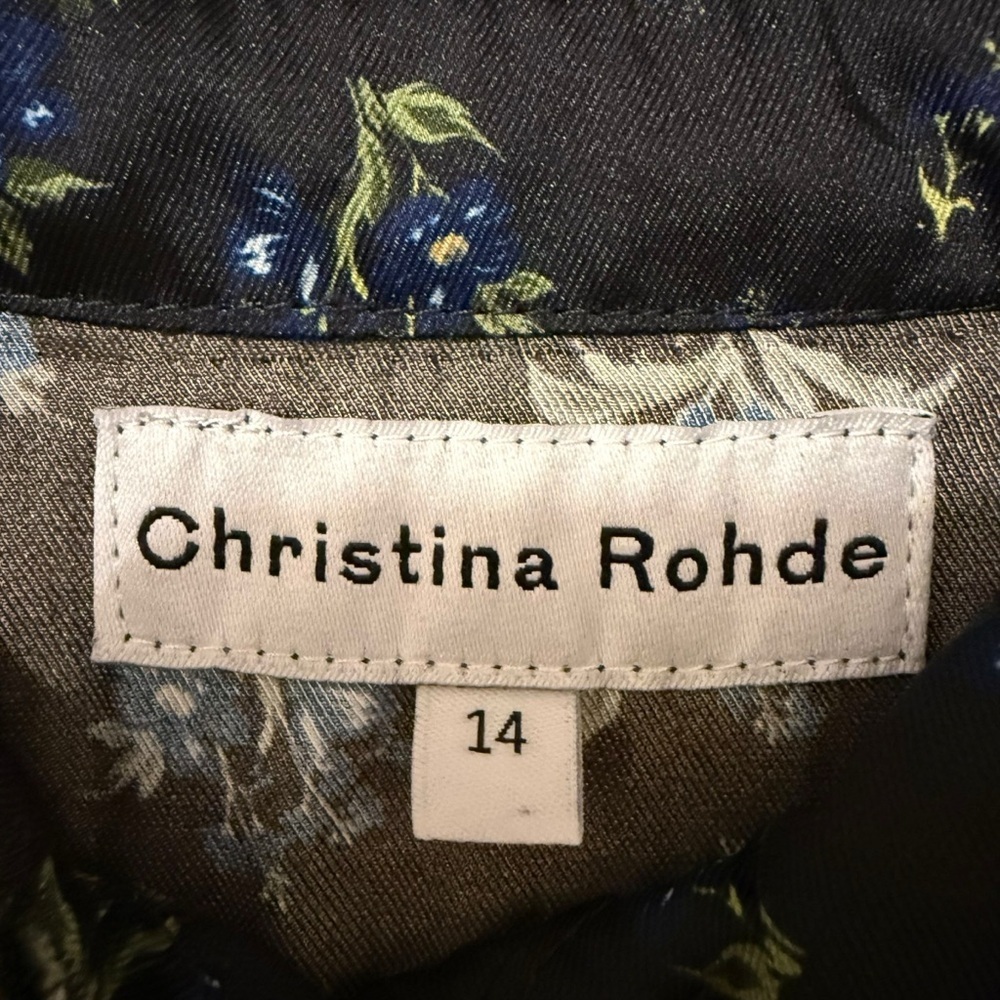 Christina Rohde Midnight Floral Smocked Waist Tiered Dress Girls 14 Black Ruffle - Picture 8 of 8
